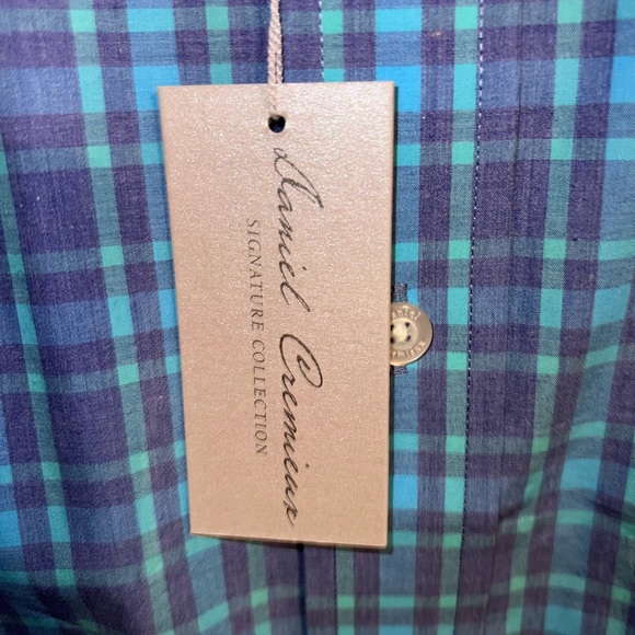NWT DANIEL CREMIEUX Checkered Plaid Short Sleeve Button Down Shirt - Picture 2 of 10